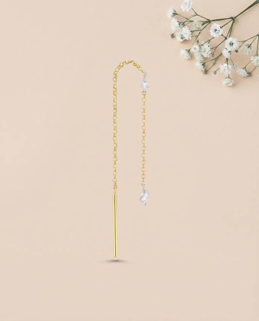 Eternal Love Thread Earring With 2 Flowers