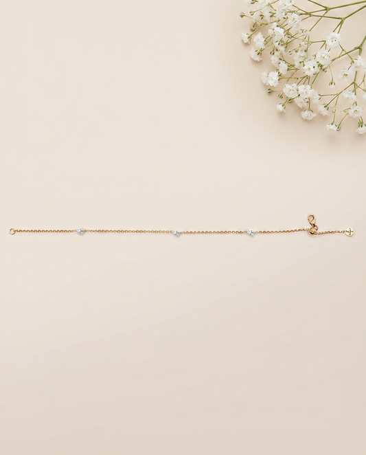 Eternal Love Thin Chain Bracelet with 3 Flowers