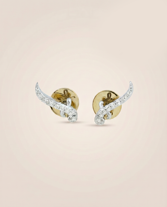 Sword Stud Earrings White Gold