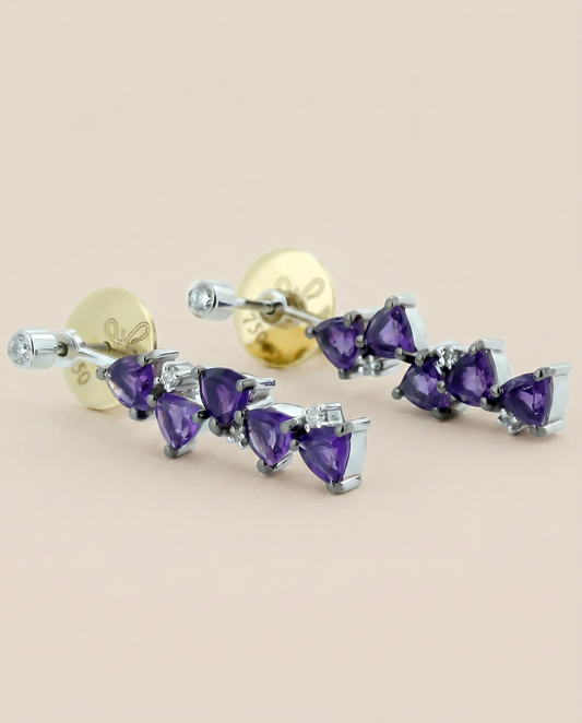 Floral Sparkles Amethyst & Diamond Earrings