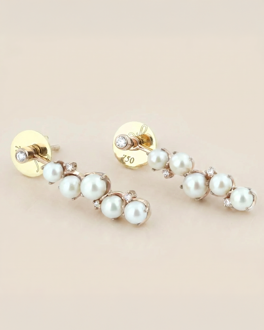 Floral Sparkles Pearl & Diamond Earrings