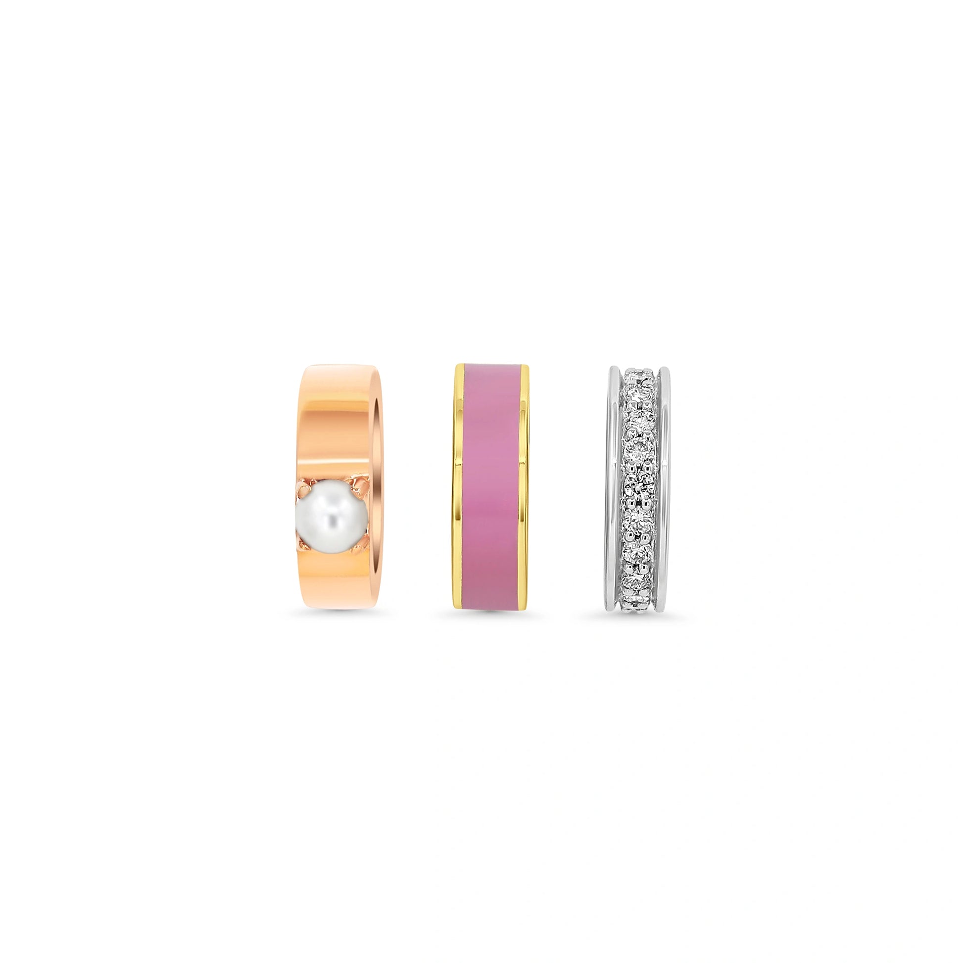 Three jewelry pieces on a white background