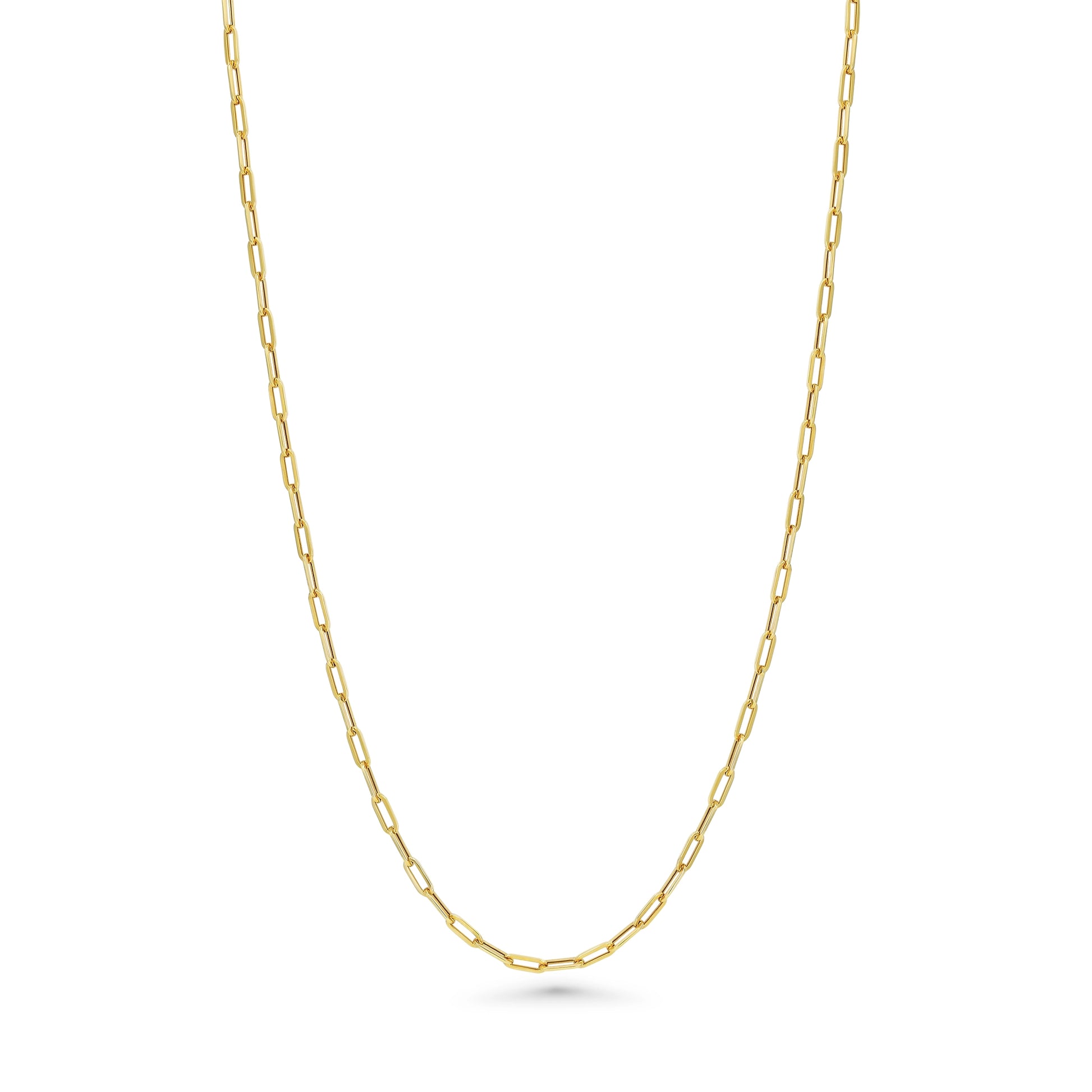 Gold chain necklace on a white background