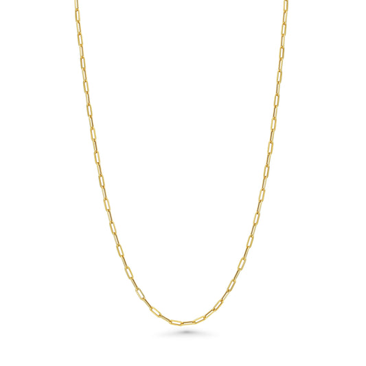 Gold chain necklace on a white background