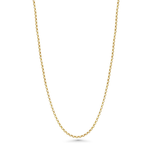 Gold chain necklace on a white background