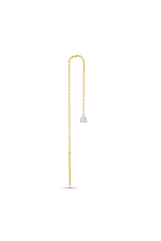 Gold necklace with a small pendant on a white background