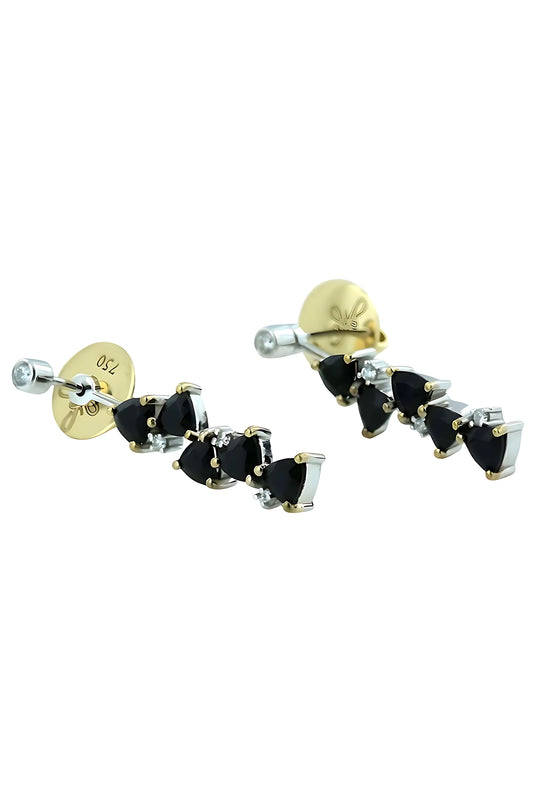 Floral Sparkles Black Onyx & Diamond Earrings