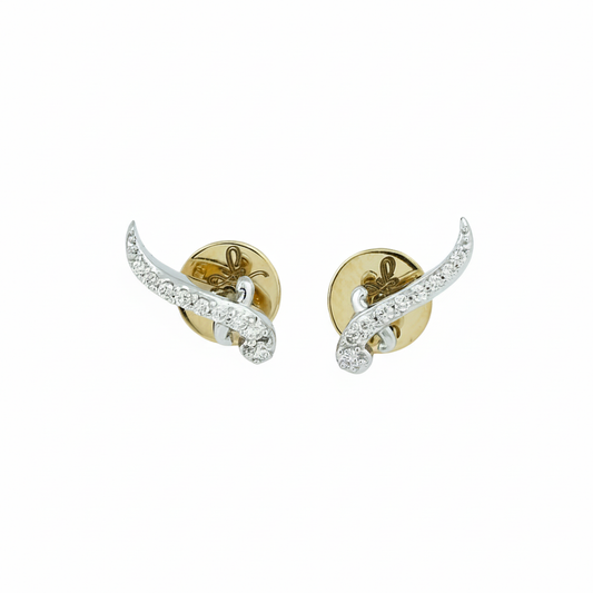 Sword Stud Earrings White Gold