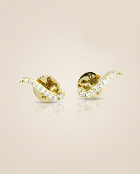 Sword Stud Earrings Yellow Gold
