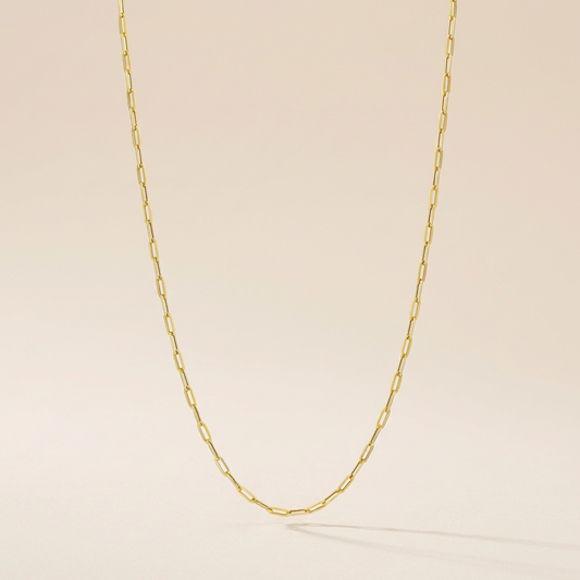 18k Gold Elongated Paper Clip Chain