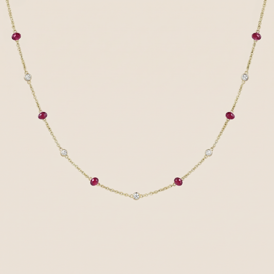 Rubies Beads & Diamonds Pendant