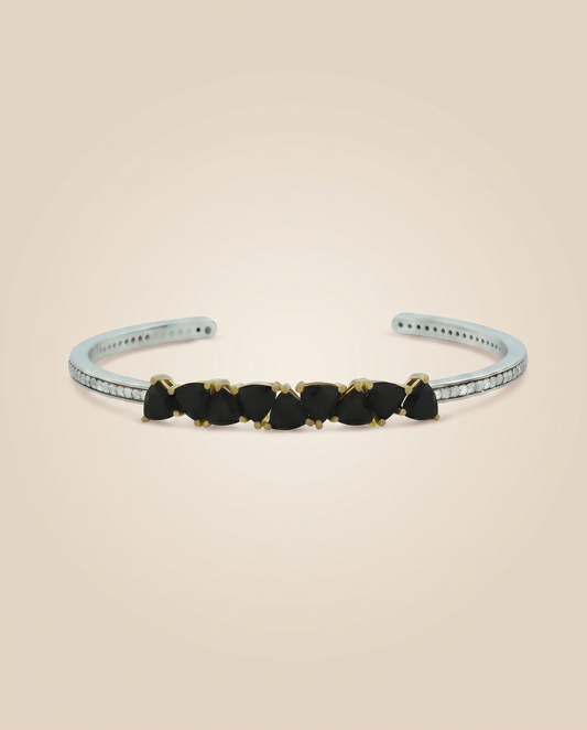 Floral Sparkles Onyx Bangle