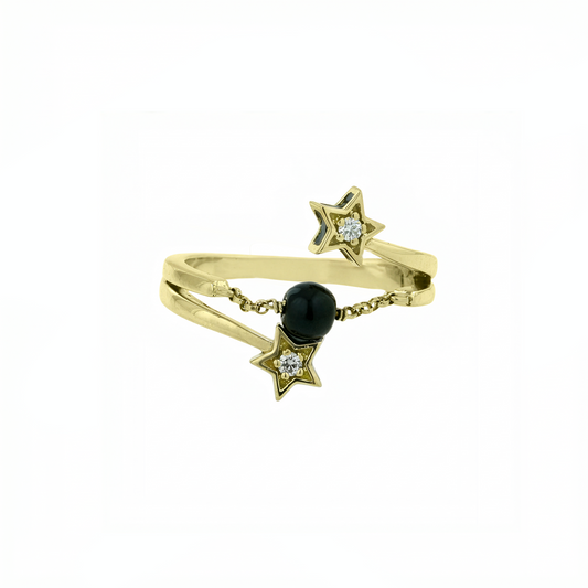 Star Ring With Onyx Bead