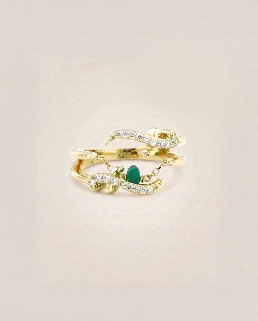 Sword Ring With Emerald Bead