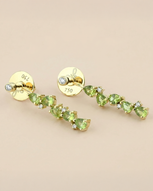 Floral Sparkles Peridot & Diamond Earrings