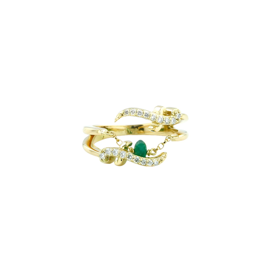 Sword Ring With Emerald Bead